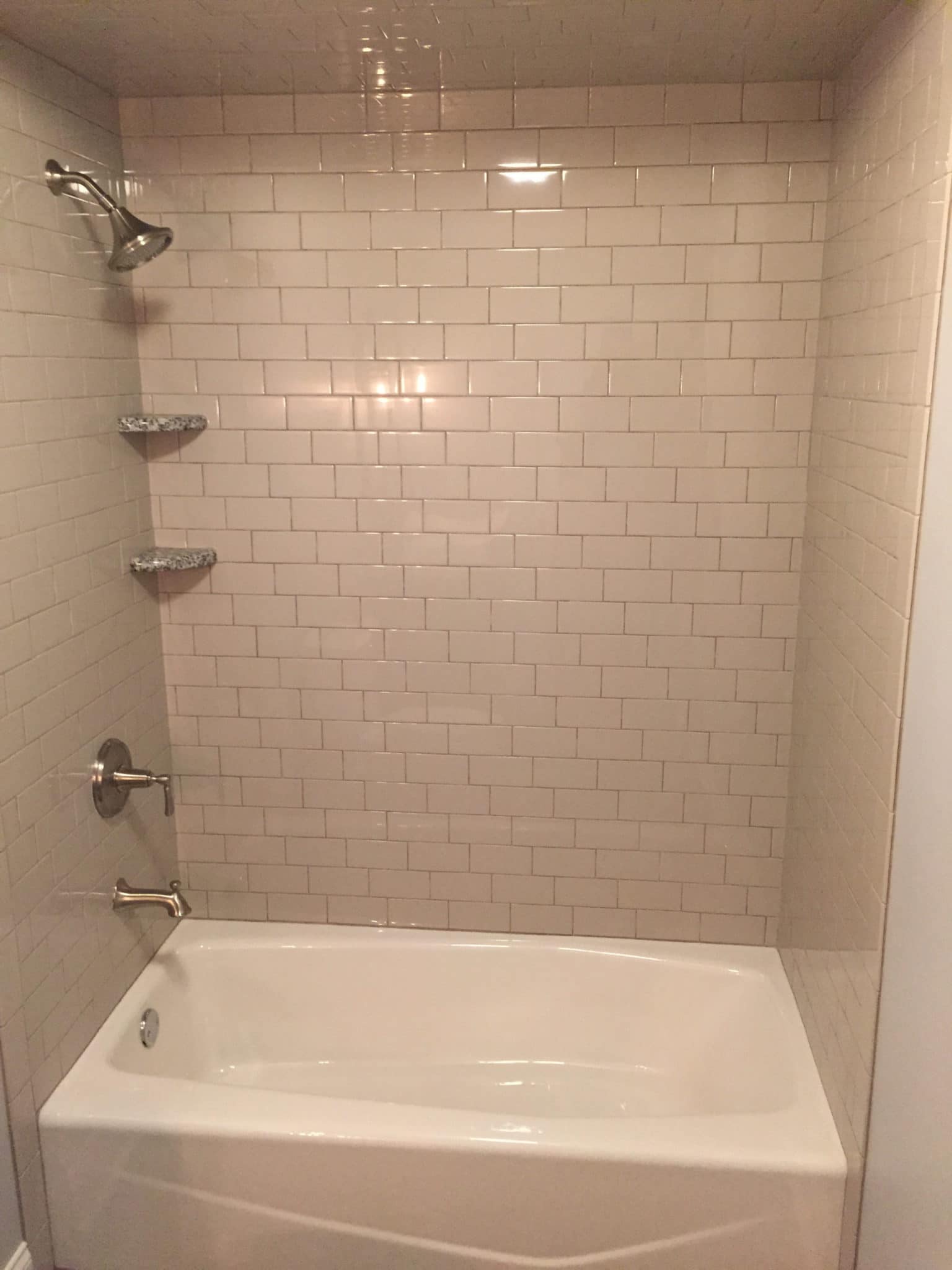 white tile quaint shower